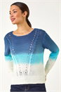 Denim Ombre Stitch Knit Jumper, Image 4 of 5
