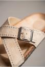 Beige Ruby Womens Studded Criss Cross Slide Sandals, Image 3 of 3