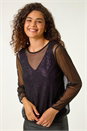 Purple Mesh Overlay Sparkle Top, Image 1 of 5