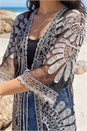 Black Dusk Floral Crochet Lace Kimono, Image 4 of 4