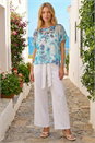 Blue Floral Mesh Overlay Top, Image 2 of 4