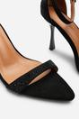 Black 'Indira' Suede Sparkling Heeled Sandals, Image 5 of 6