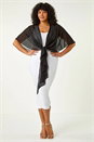 Black Curve Chiffon Drape Cover Up, Image 4 of 5