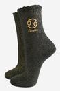 Black Embroiderd Cancer Zodiac Glitter Socks, Image 1 of 4
