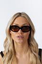 Black Retro Small Oval Sunglasses Black Brown, Image 4 of 7