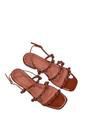 Brown XY LONDON Brown 'Pamela' Flat Strappy Sandals with Beaded Detail, Image 4 of 5