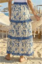 Ivory  Floral Contrast Print A-Line Skirt, Image 3 of 4