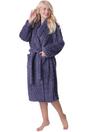 Grey Camille Lingerie Grey Supersoft Fleece Jaquard Bathrobe, Image 3 of 5