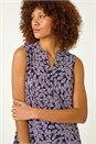 Mauve Leaf Puff Print Stretch Top, Image 1 of 5