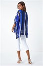 Navy  Stripe Print Chiffon Overlay Tunic Top, Image 3 of 5