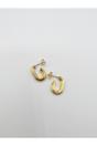 Gold Chunky Oval Half Hoop Earrings, Image 1 of 2