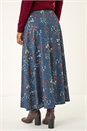 Denim Ditsy Floral Print Stretch Skirt, Image 4 of 5