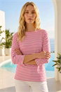 Red Stripe Print Boat Neck Top, Image 1 of 4
