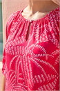 Red Printed Keyhole Front Stretch Top, Image 4 of 4