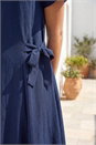 Navy  Side Tie Detail Midi Dress, Image 4 of 4