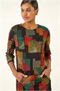 Copper Geo Print Shift Stretch Dress, Image 4 of 5