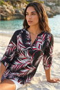 Red Textured Leaf Puff Print Shirt, Image 1 of 4