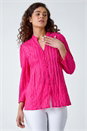 Cerise Embroidered Crinkle Cotton V-Neck Blouse, Image 4 of 5