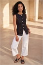Black Contrast Stitch Waistcoat, Image 2 of 4
