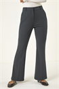 Dark Grey Short Bootcut Stretch Trousers, Image 4 of 5
