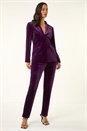 Purple Dusk Velvet Single Breasted Blazer, Image 2 of 5