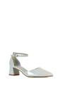 Grey XY LONDON Grey 'Evie' Low Block Heel Court Shoes With Pointed Toe, Image 2 of 6