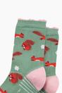 Mint Squirrel Floral Fluffy Bamboo Socks in Green, Image 2 of 4