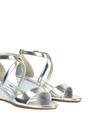 Silver XY LONDON Silver 'Kylie' Strappy Sandal Wedge Heels With Ankle Strap, Image 6 of 6