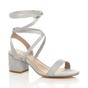 Grey AJVANI Grey Mid Block Heel Tie Up Sandals, Image 1 of 6