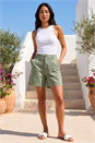 Khaki Petite Cotton Chino Shorts, Image 1 of 4