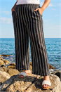 Black Curve Stripe Knit Wide Leg Trouser, Image 2 of 4
