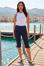 Navy  Tie Side Stretch Bengaline Trousers, Image 2 of 4