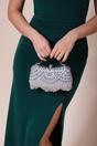 Silver Embellished Fringe Clutch Bag In Silver, Image 1 of 2