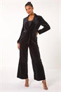 Black Velvet Double Breasted Blazer, Image 3 of 6
