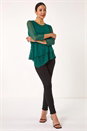 Green Burnout Double Asymmetric Hem Top, Image 2 of 5