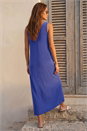 Blue Soft Pique Stretch Midi Dress, Image 2 of 4