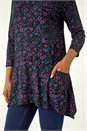 Purple Ditsy Floral Stretch Tunic Top, Image 5 of 5