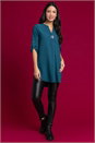 Teal Longline Button Detail Tunic Top, Image 3 of 4