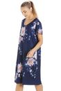 Navy Lightweight Floral Print Nightdress, Image 2 of 5
