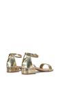 Gold XY LONDON Gold 'Tate' Low Block Heel Sandals With Ankle Strap, Image 4 of 5