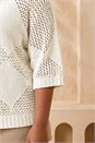 Ivory  Curve Metallic Diamond Knit Top, Image 4 of 4