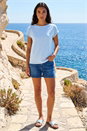 Light Blue  Plain Stretch Cotton Jersey T-Shirt, Image 2 of 4