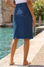 Indigo Cotton Denim Stretch A line Skirt, Image 3 of 4
