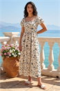 Ivory  Dusk Floral Puff Sleeve Midi Dress, Image 1 of 4