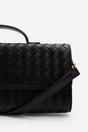 Black Petal Envelope Style Woven Clutch Bag, Image 6 of 8