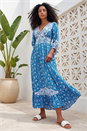 Blue Paisley Print Frill Hem Maxi Dress, Image 2 of 4