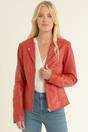 Red 'MB' Real Leather Fashion Biker Jacket, Image 1 of 5