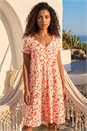 Orange Petite Floral Print Swing Pocket Dress, Image 1 of 4