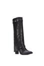 Black XY LONDON Black 'Aaliyah' Fold Over Boots Block Heel Buckle Point Toe, Image 2 of 7