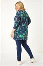 Navy  Curve Abstract Print Pocket Tunic Top, Image 3 of 5